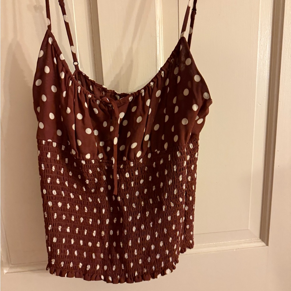 Reformation Brown Polka Dot Camisole